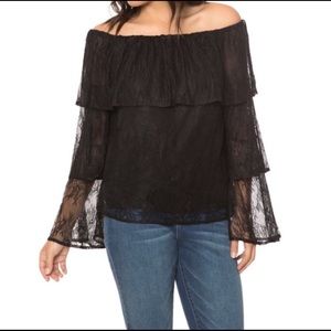 - Black Lace Off Shoulder Top